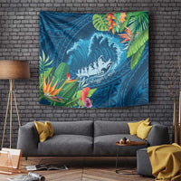 Outrigger Canoe Blue Tapestry On The Waves