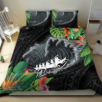 Outrigger Canoe Black Bedding Set On The Waves LT7 - Polynesian Pride