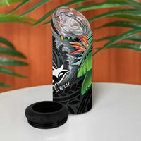 Outrigger Canoe Black 4 in 1 Can Cooler Tumbler On The Waves