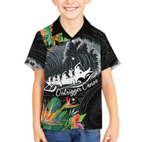Outrigger Canoe Black Kid Hawaiian Shirt On The Waves