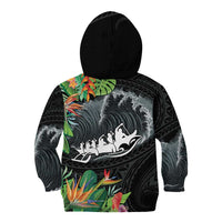 Outrigger Canoe Black Kid Hoodie On The Waves
