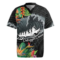 Outrigger Canoe Black Rugby Jersey On The Waves