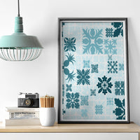Vintage Hawaii Canvas Wall Art Hawaiian Quilt Kapa Mismatch Teal LT7 - Polynesian Pride