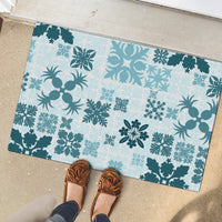 Vintage Hawaii Rubber Doormat Hawaiian Quilt Kapa Mismatch Teal LT7 - Polynesian Pride