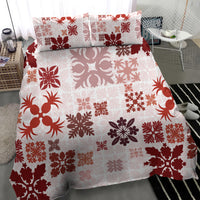 Vintage Hawaii Bedding Set Hawaiian Quilt Kapa Mismatch Red LT7 - Polynesian Pride