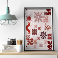 Vintage Hawaii Canvas Wall Art Hawaiian Quilt Kapa Mismatch Red LT7 - Polynesian Pride