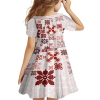 Vintage Hawaii Family Matching Short Sleeve Bodycon Dress and Hawaiian Shirt Hawaiian Quilt Kapa Mismatch Red LT7 - Polynesian Pride