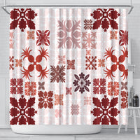 Vintage Hawaii Shower Curtain Hawaiian Quilt Kapa Mismatch Red LT7 - Polynesian Pride