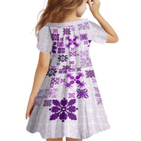 Vintage Hawaii Family Matching Long Sleeve Bodycon Dress and Hawaiian Shirt Hawaiian Quilt Kapa Mismatch Purple LT7 - Polynesian Pride