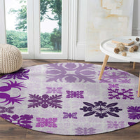 Vintage Hawaii Round Carpet Hawaiian Quilt Kapa Mismatch Purple LT7 - Polynesian Pride