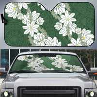 Ia Orana Tahiti Tiare Auto Sun Shade Sage Green Lei - Polynesian Pride