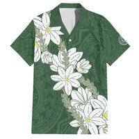 Ia Orana Tahiti Tiare Family Matching Puletasi and Hawaiian Shirt Sage Green Lei - Polynesian Pride