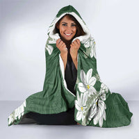 Ia Orana Tahiti Tiare Hooded Blanket Sage Green Lei - Polynesian Pride