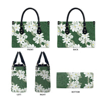 Ia Orana Tahiti Tiare Leather Bag Sage Green Lei - Polynesian Pride