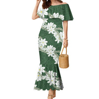 Ia Orana Tahiti Tiare Mermaid Dress Sage Green Lei - Polynesian Pride