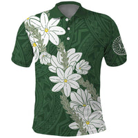 Ia Orana Tahiti Tiare Polo Shirt Sage Green Lei - Polynesian Pride