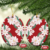 Ia Orana Tahiti Tiare Ceramic Ornament Crimson Lei - Polynesian Pride