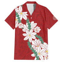 Ia Orana Tahiti Tiare Family Matching Puletasi and Hawaiian Shirt Crimson Lei - Polynesian Pride