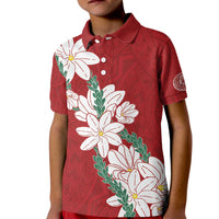 Ia Orana Tahiti Tiare Kid Polo Shirt Crimson Lei - Polynesian Pride
