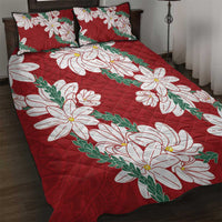 Ia Orana Tahiti Tiare Quilt Bed Set Crimson Lei - Polynesian Pride