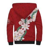 Ia Orana Tahiti Tiare Sherpa Hoodie Crimson Lei - Polynesian Pride