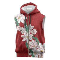 Ia Orana Tahiti Tiare Sleeveless Zip Hoodie Crimson Lei - Polynesian Pride