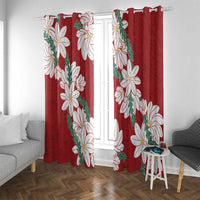 Ia Orana Tahiti Tiare Window Curtain Crimson Lei - Polynesian Pride