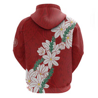 Ia Orana Tahiti Tiare Zip Hoodie Crimson Lei - Polynesian Pride