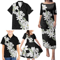 Ia Orana Tahiti Tiare Family Matching Puletasi and Hawaiian Shirt Black Lei - Polynesian Pride