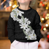 Ia Orana Tahiti Tiare Kid Ugly Christmas Sweater Black Lei - Polynesian Pride