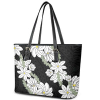 Ia Orana Tahiti Tiare Leather Tote Bag Black Lei - Polynesian Pride