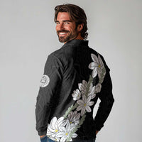 Ia Orana Tahiti Tiare Long Sleeve Polo Shirt Black Lei - Polynesian Pride