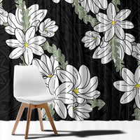 Ia Orana Tahiti Tiare Window Curtain Black Lei - Polynesian Pride