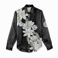 Ia Orana Tahiti Tiare Women Casual Shirt Black Lei - Polynesian Pride