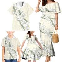 Ia Orana Tahiti Tiare Family Matching Mermaid Dress and Hawaiian Shirt Lemon Yellow Lei - Polynesian Pride