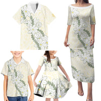 Ia Orana Tahiti Tiare Family Matching Puletasi and Hawaiian Shirt Lemon Yellow Lei - Polynesian Pride