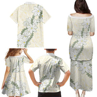 Ia Orana Tahiti Tiare Family Matching Puletasi and Hawaiian Shirt Lemon Yellow Lei - Polynesian Pride