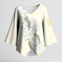 Ia Orana Tahiti Tiare Kimono Sleeve Blouse Lemon Yellow Lei - Polynesian Pride