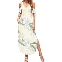 Ia Orana Tahiti Tiare Summer Maxi Dress Lemon Yellow Lei - Polynesian Pride