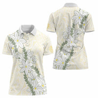 Ia Orana Tahiti Tiare Women Polo Shirt Lemon Yellow Lei - Polynesian Pride