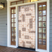 Hawaiian Quilt Tapa On Beige Palaka Motifs Door Cover