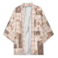 Hawaiian Quilt Tapa On Beige Palaka Motifs Kimono