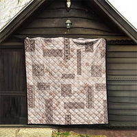 Hawaiian Quilt Tapa On Beige Palaka Motifs Quilt