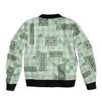 Hawaiian Quilt Tapa On Pastel Mint Palaka Motifs Bomber Jacket