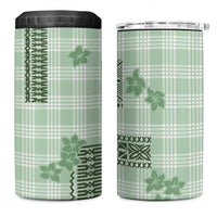 Hawaiian Quilt Tapa On Pastel Mint Palaka Motifs 4 in 1 Can Cooler Tumbler