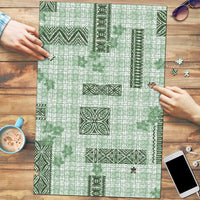 Hawaiian Quilt Tapa On Pastel Mint Palaka Motifs Puzzle