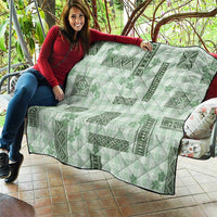 Hawaiian Quilt Tapa On Pastel Mint Palaka Motifs Quilt