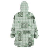 Hawaiian Quilt Tapa On Pastel Mint Palaka Motifs Wearable Blanket Hoodie