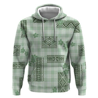 Hawaiian Quilt Tapa On Pastel Mint Palaka Motifs Zip Hoodie