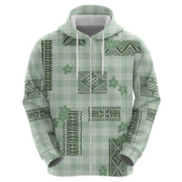 Hawaiian Quilt Tapa On Pastel Mint Palaka Motifs Zip Hoodie